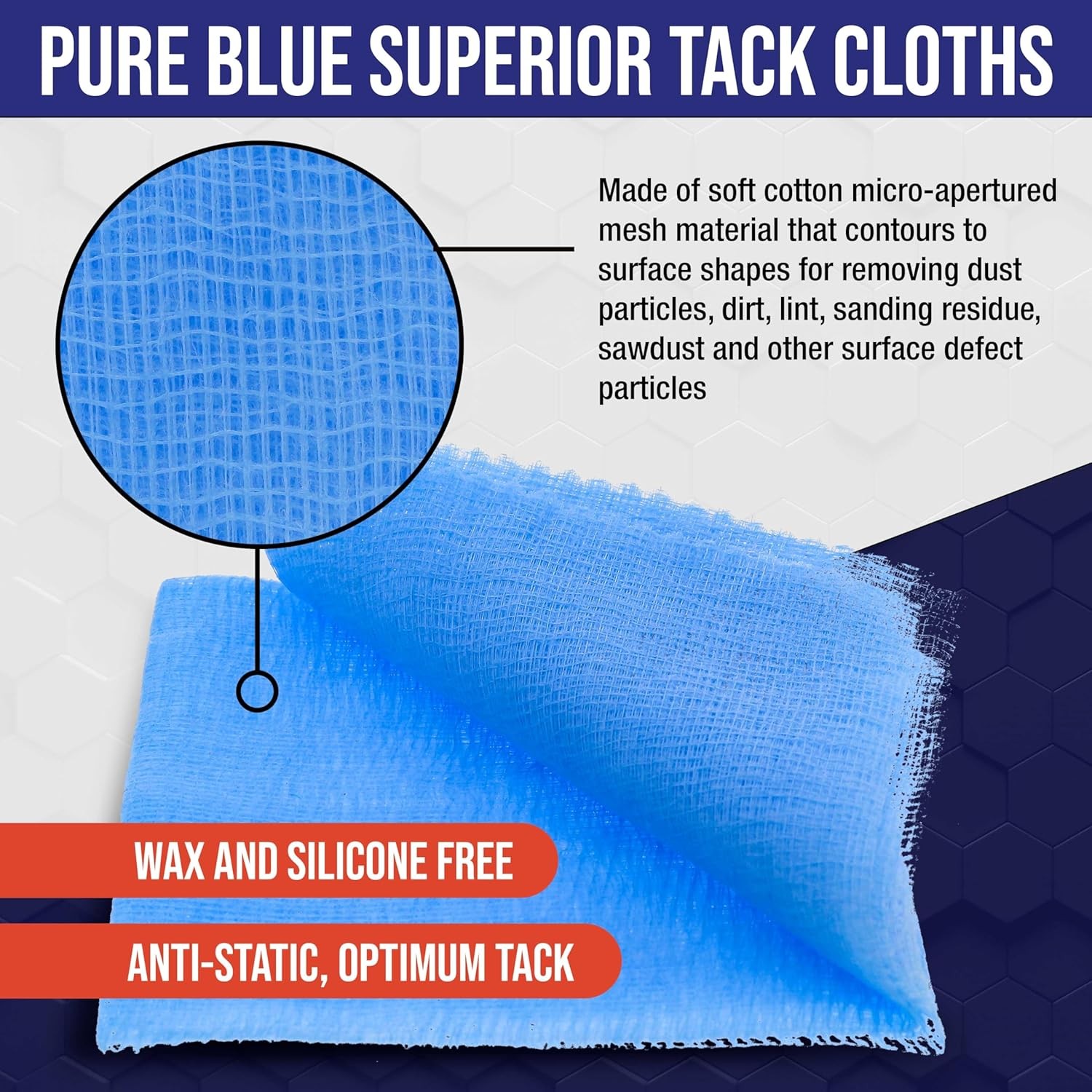 Pure Blue Superior Tack Cloths – Tack Rags (Box of 6) Item Package Quantity: 6
