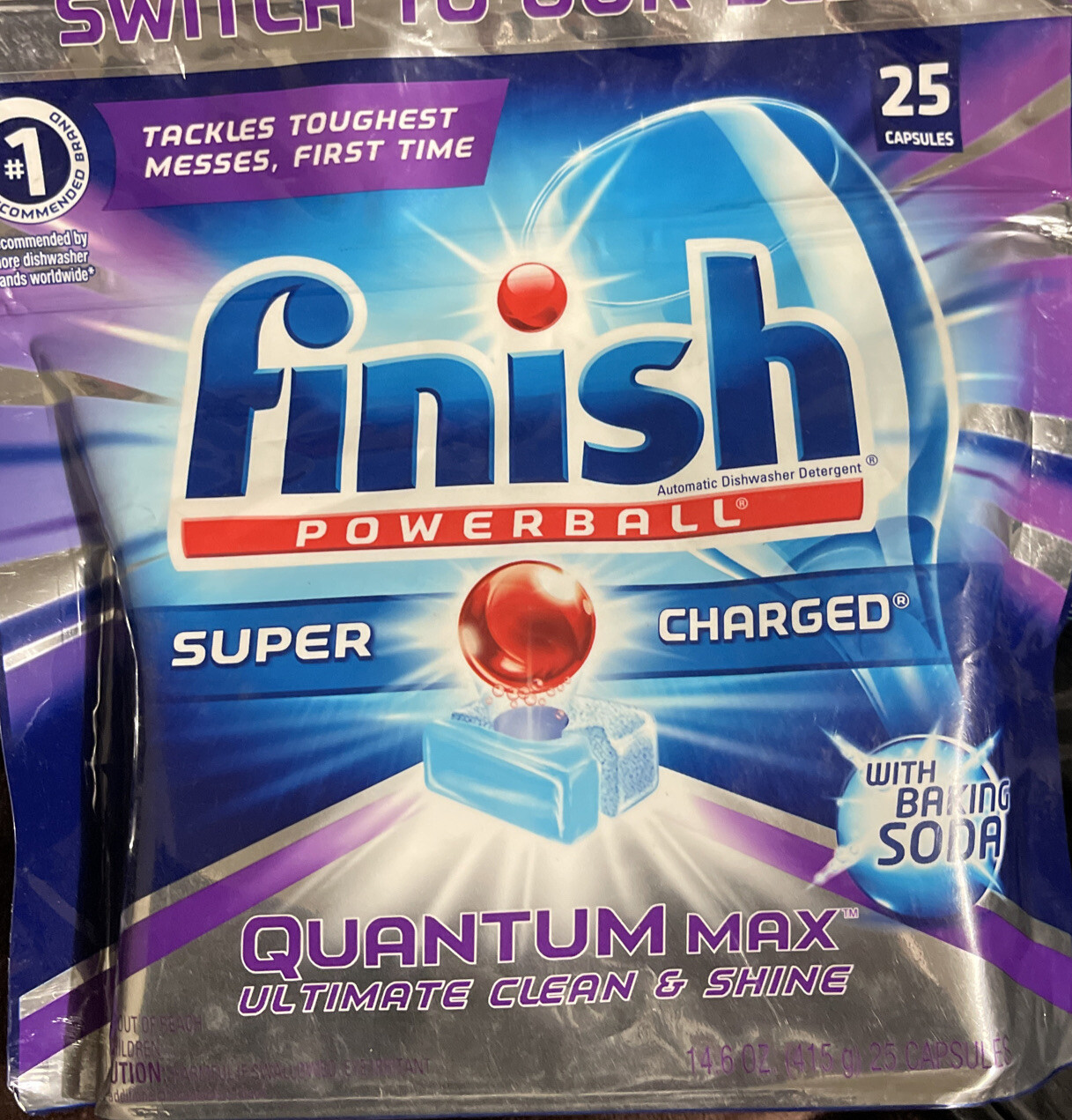 Finish Quantum Powerball, with Baking Soda Dishwash Detergent 25 Capsules