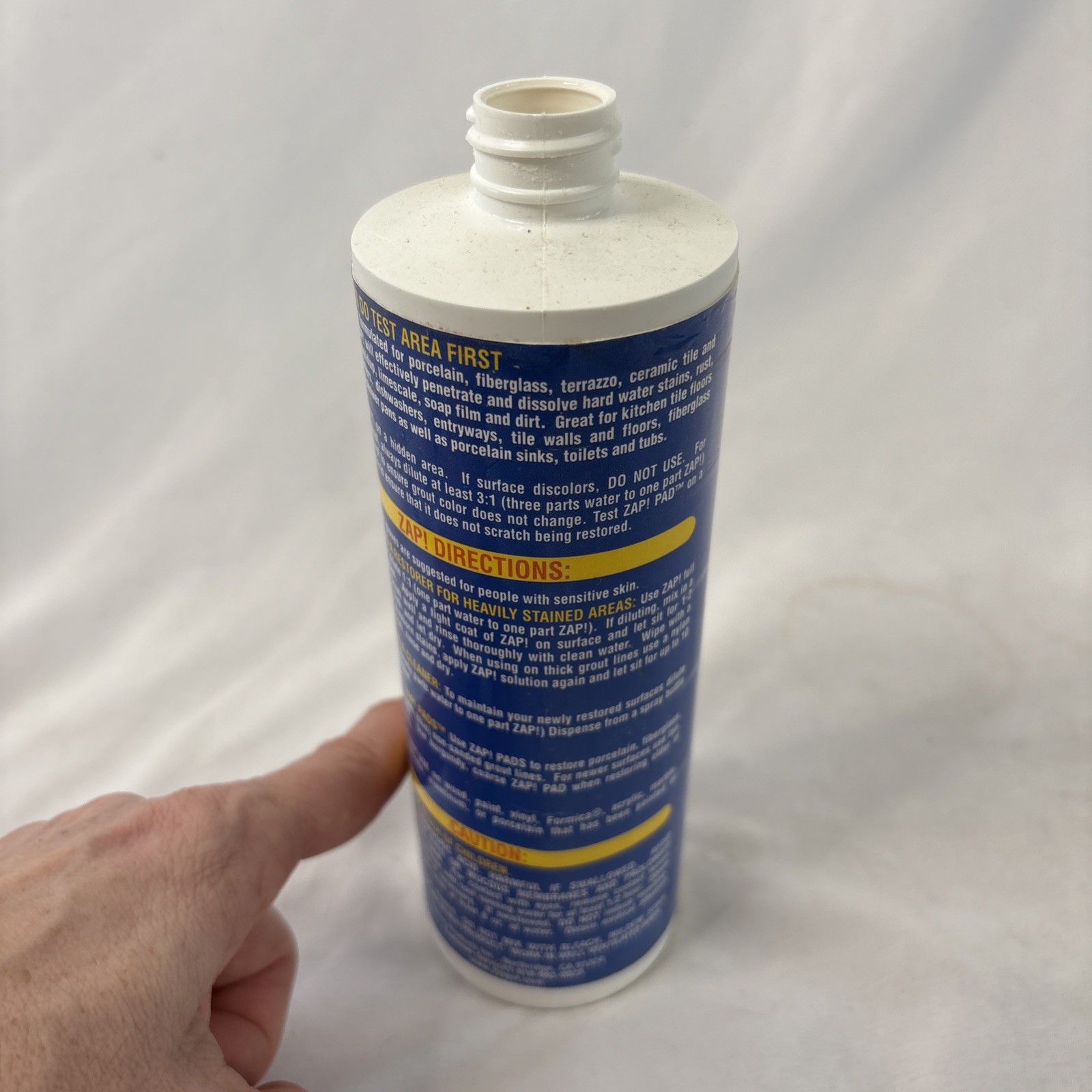 ZAP! 16oz Bottle Prof Restorer Porcelain Fiberglass Tile Grout 35% Full READ