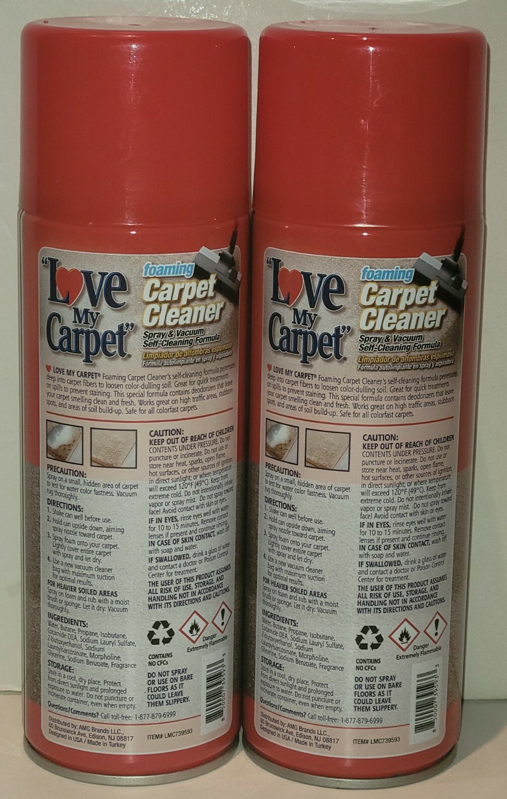 12 Pk Love My. Carpet Cleaner Foam 12 Oz Fights Odor Spray & Vacuum