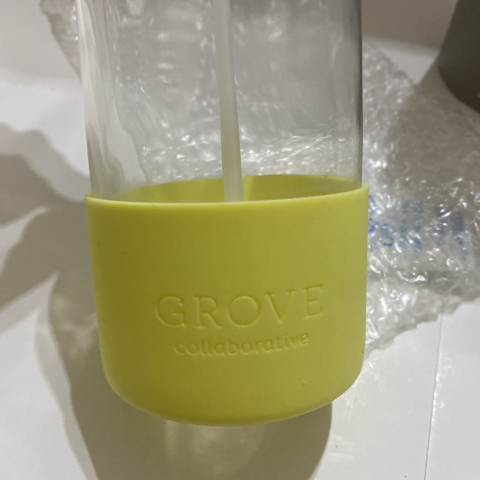 Grove Collaborative 16 oz Glass Dispense Spray Bottle Silicone Sleeve Yellow