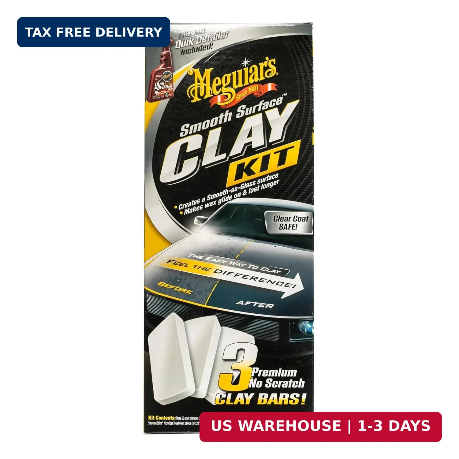 Meguiar’s G191700 Smooth Surface Clay Kit, Safe and Easy Car Claying for Smooth