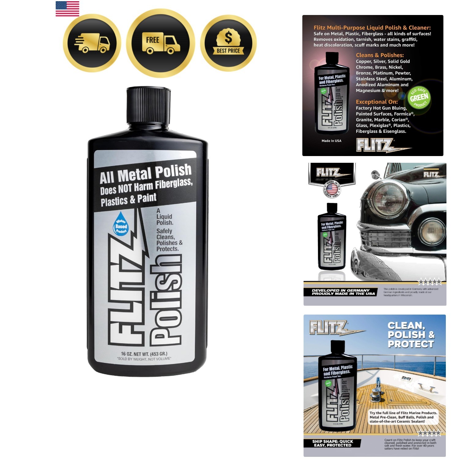 Multi Purpose Metal Polish Liquid – 16oz Bottle of -Made Tarnish Remover – Fo…
