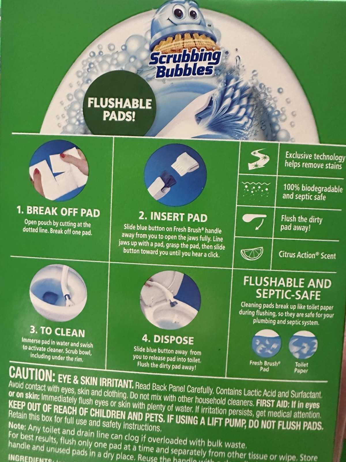 New Scrubbing Bubbles Fresh Brush Flushable Refills 40ct Toilet Pads 4 Boxes