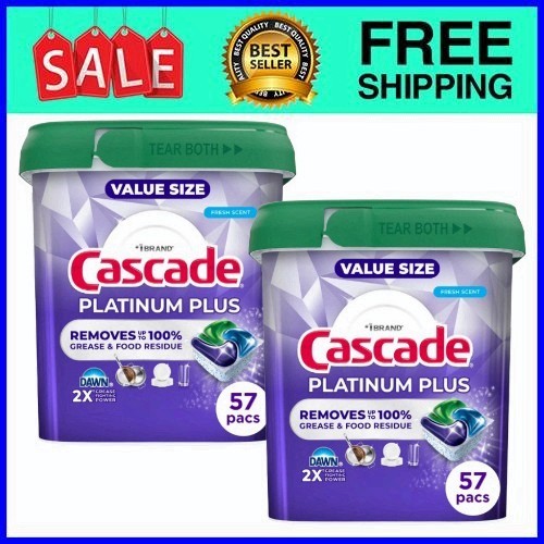 Cascade Platinum Plus Dishwasher Pods Fresh 57 Ct 2-Pack Fast Ship USA