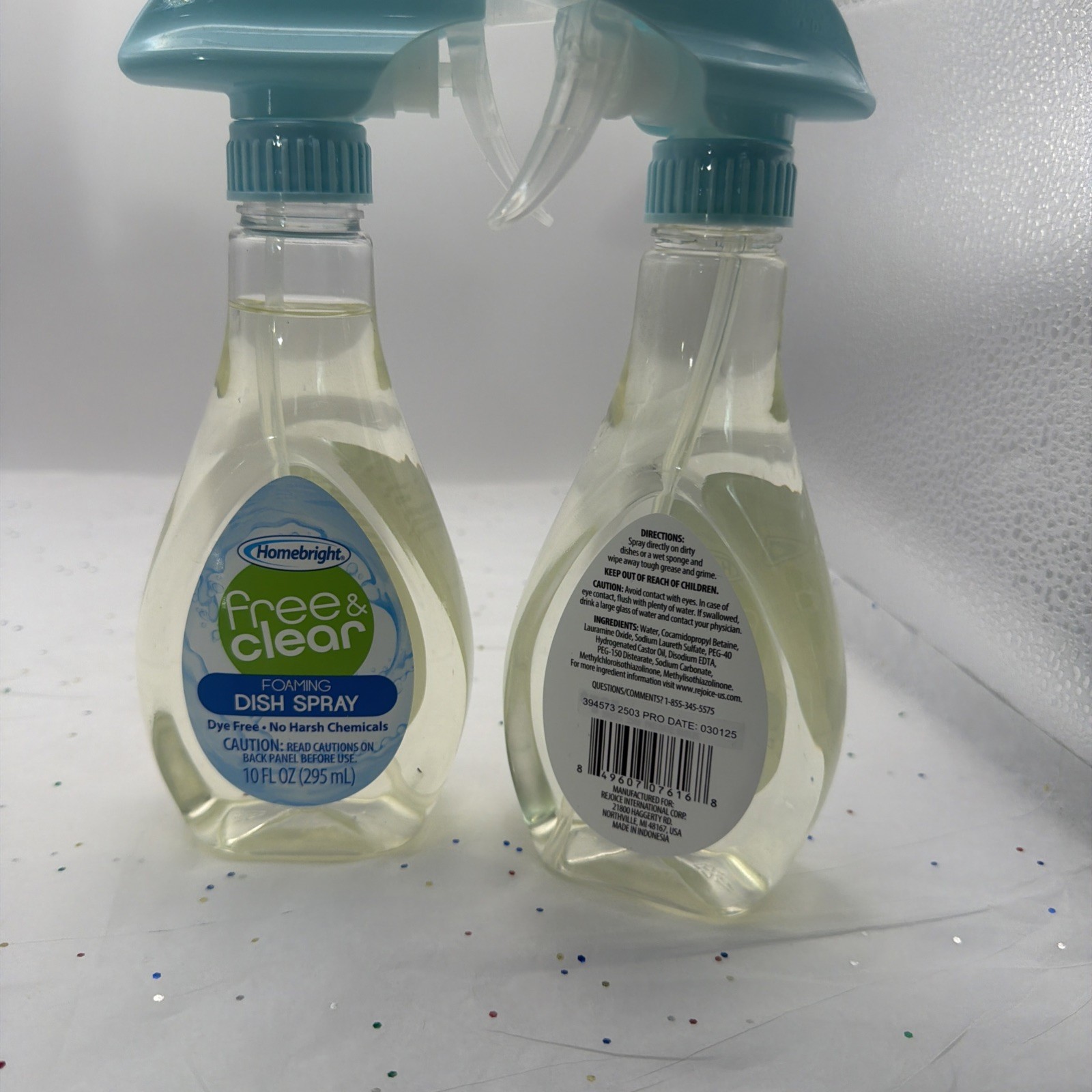Homebright Free & Clear Foaming Dish Spray Dye-Free 10 fl oz 2 Pack