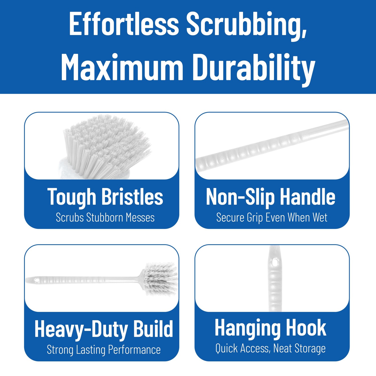 40501EC02 Plastic Large Scrub Brush, Kitchen Brush, Utility Brush With Long H…