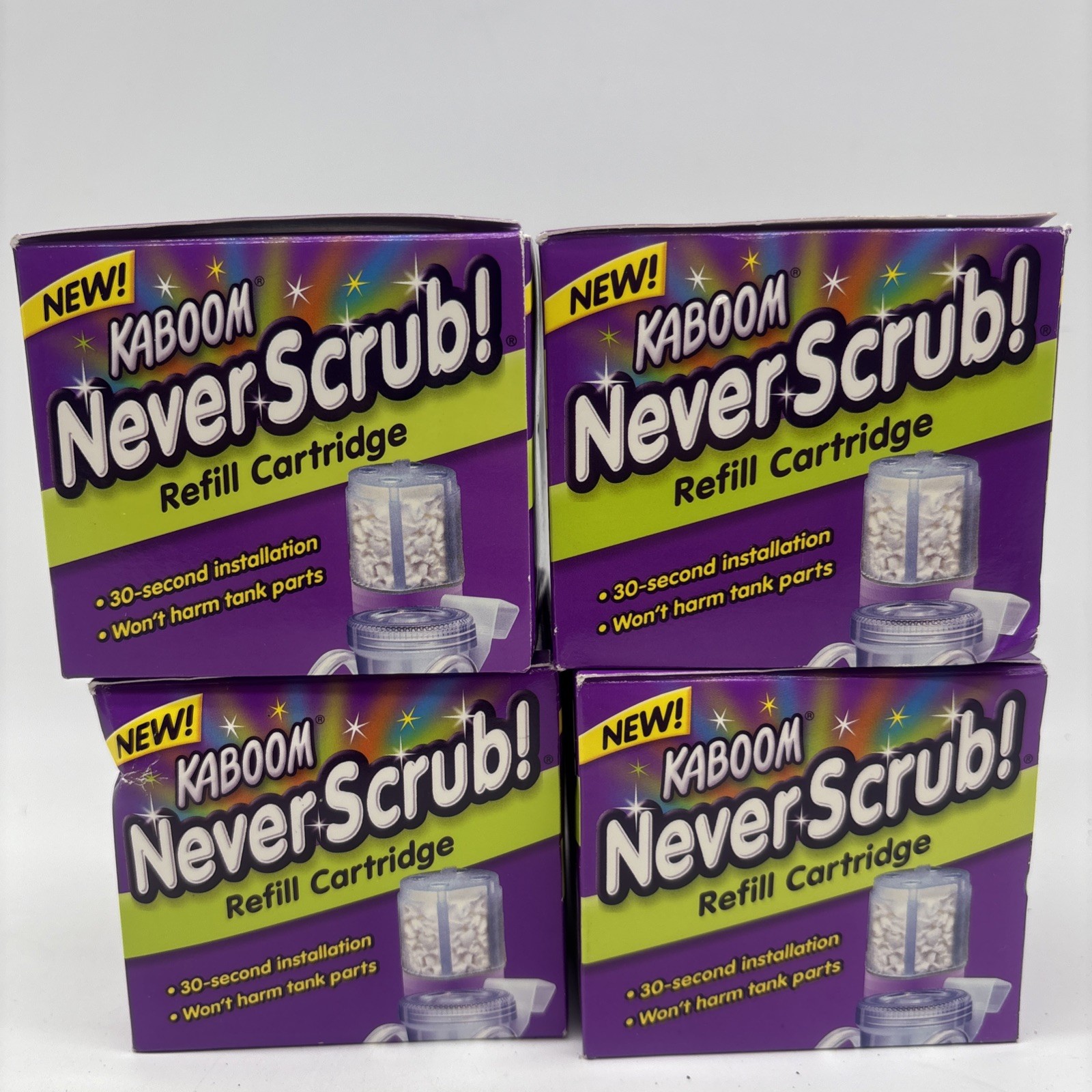 Kaboom [Orange Glo] Never Scrub! No-Clean Toilet Cartridge Refills – Lot of 4