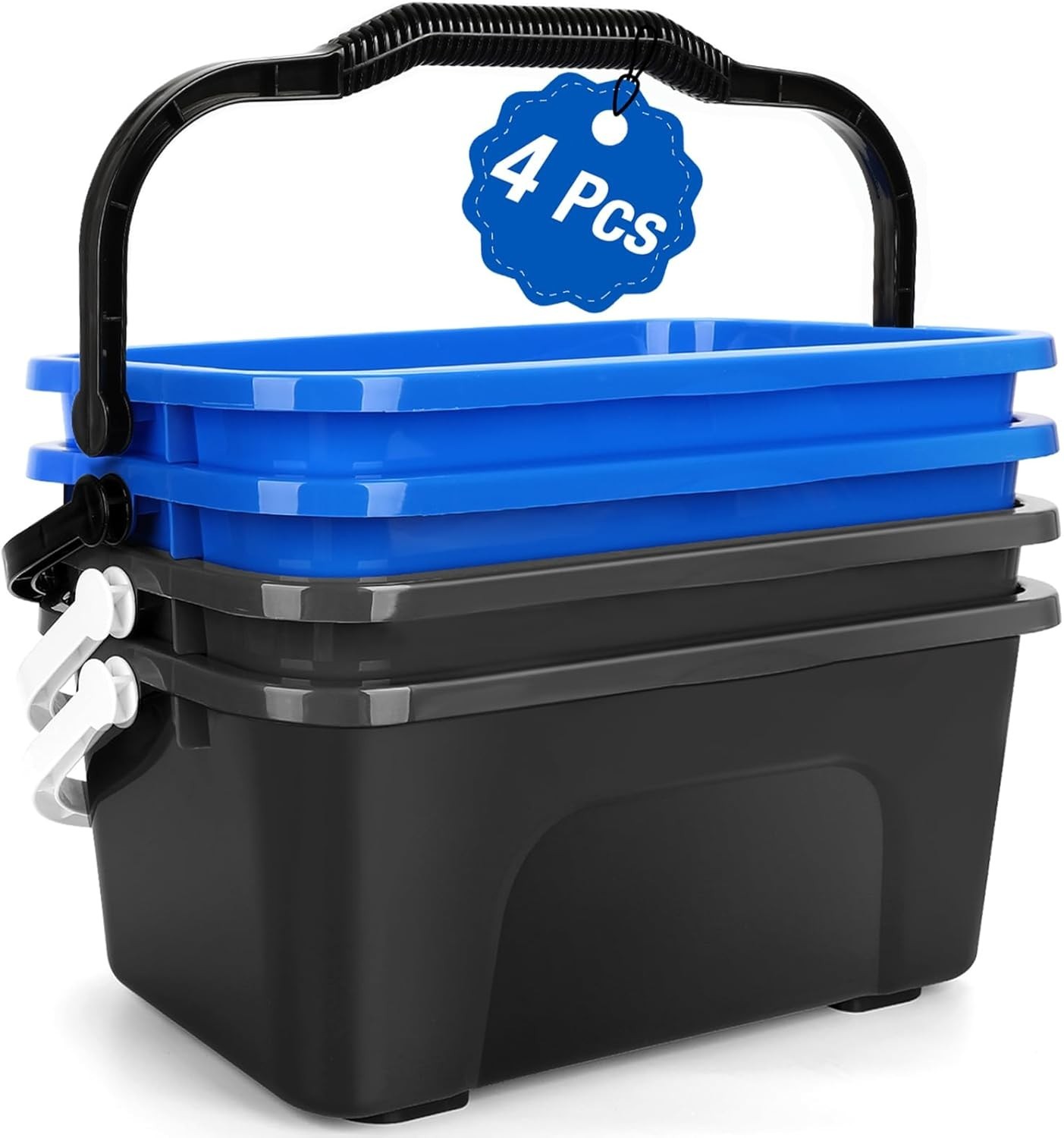Compact 3 Gallon Plastic Cleaning Bucket with Ergonomic Handle – Blue & Grey