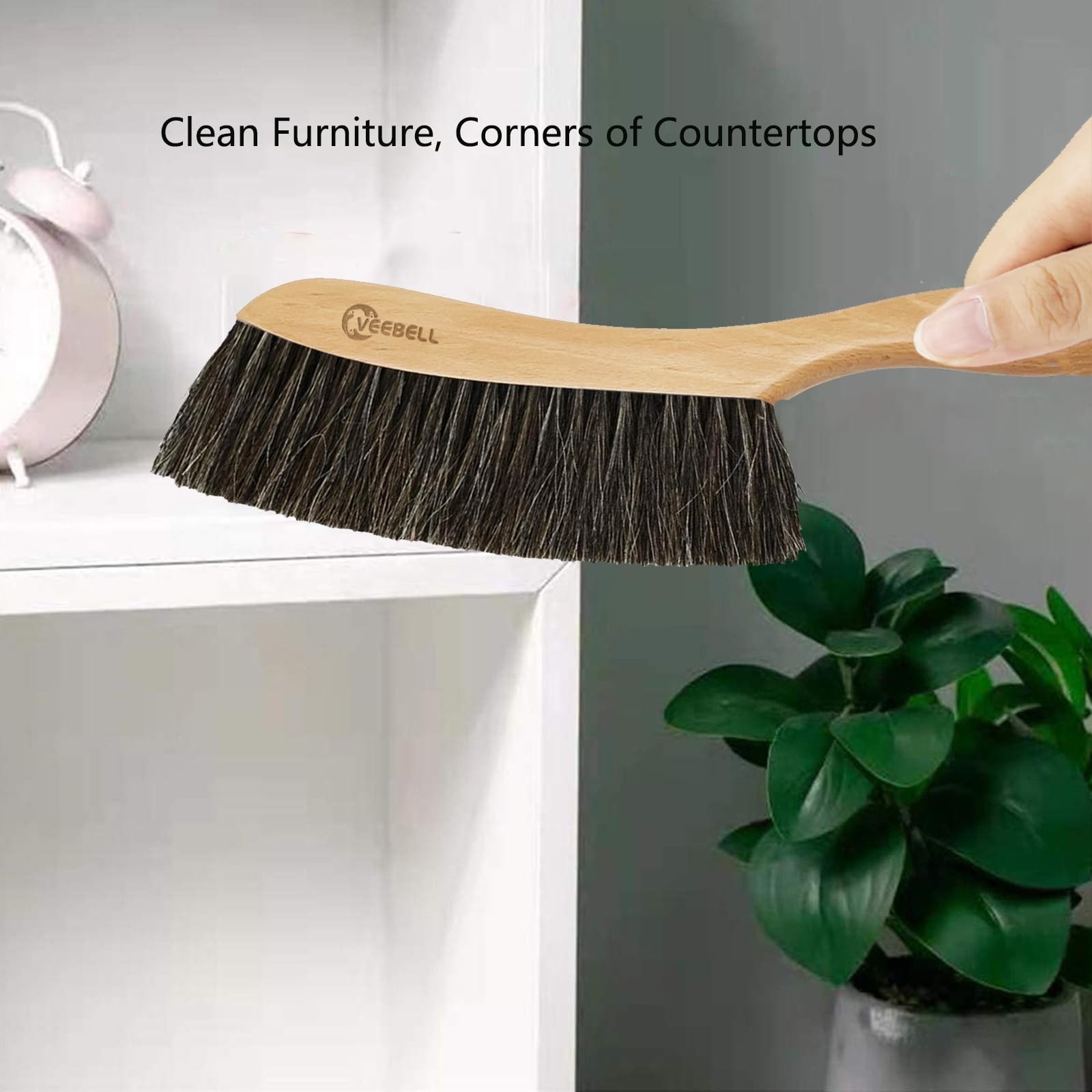 Horse Hair Brush Hand Broom Dusting Brush For Home Cleaning Wood Handle Soft Bru