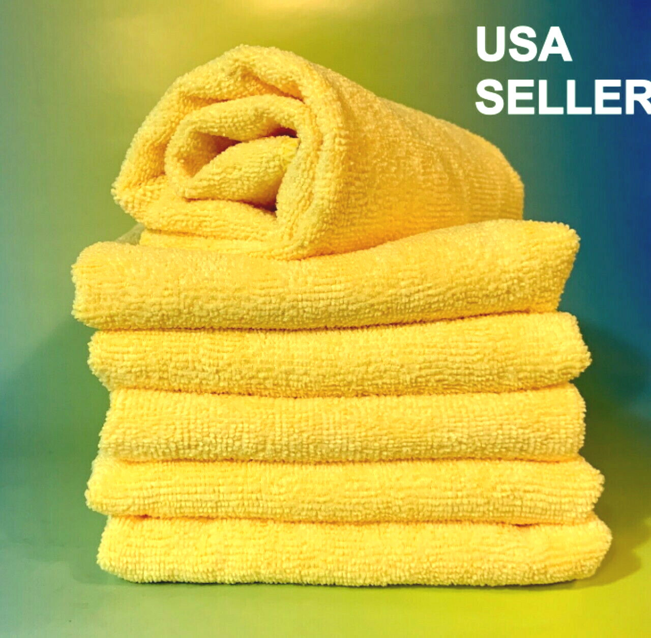 6 YELLOW MICROFIBER CLEANING WASH CLOTH KITCHEN TOWEL RAG 16″x16″ WINDOW MIRROR
