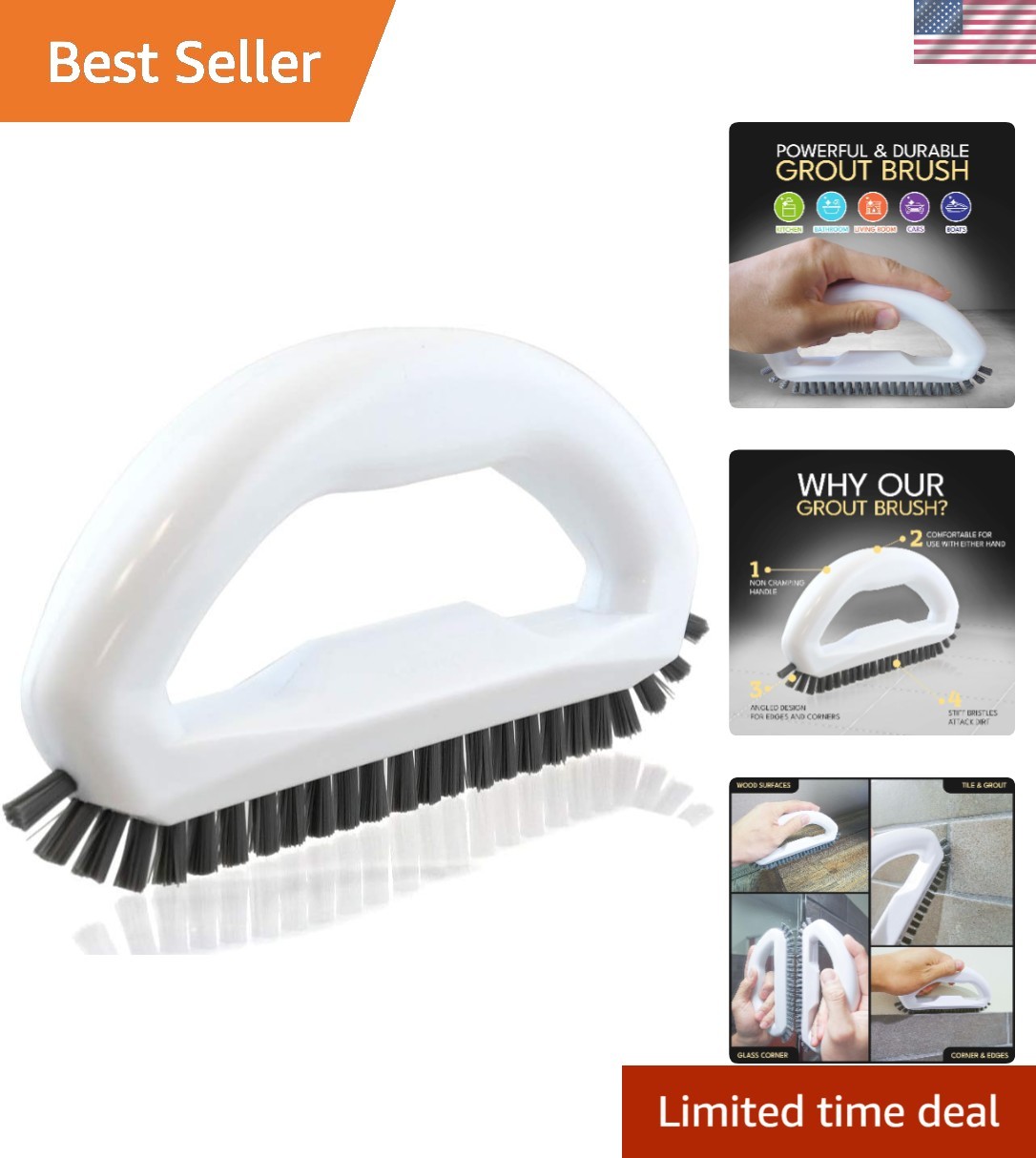 Ergonomic Handheld Grout Scrub Brush for Effortless Cleaning of Floors & Tiles