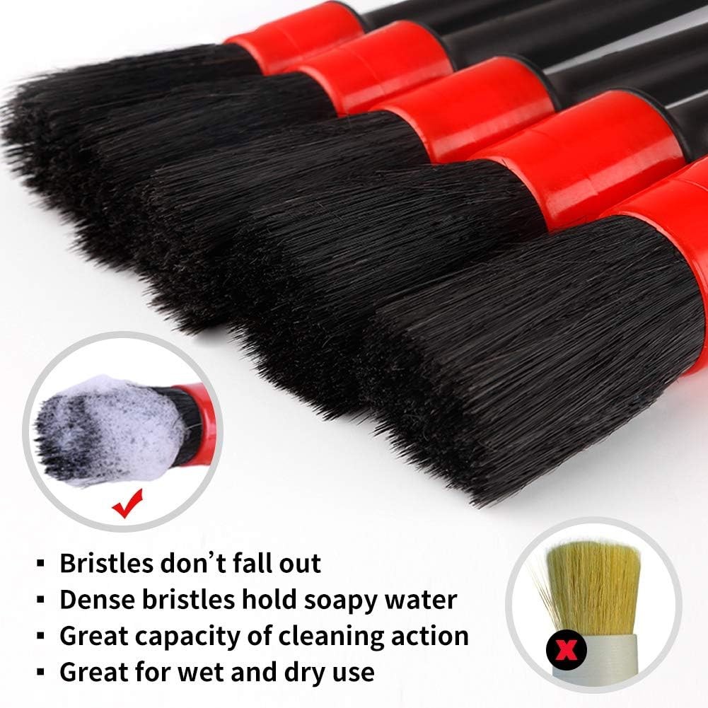 Detailing Brush Set – 10 Pcs Detail Brushes Car Detailing, Auto Boar Hair Car