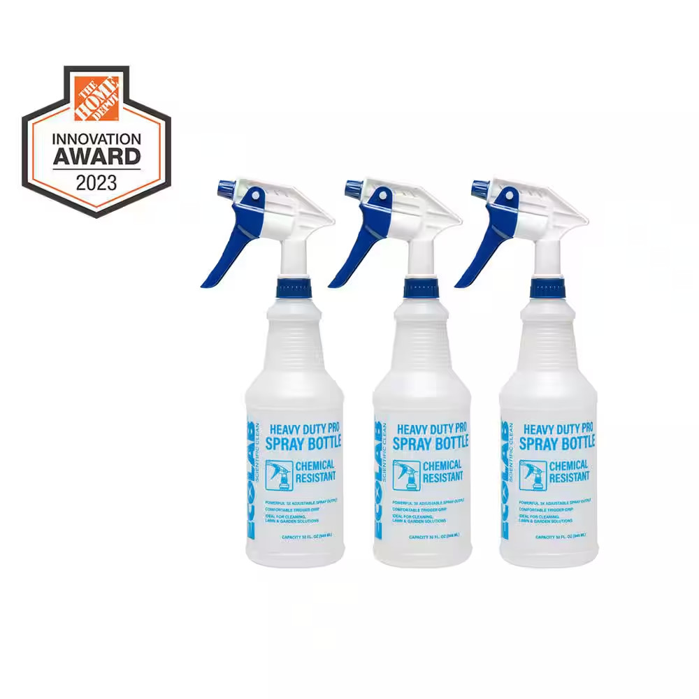 32 Oz. Heavy Duty Pro All Purpose Spray Bottle, Refillable Bottle with Adjustabl