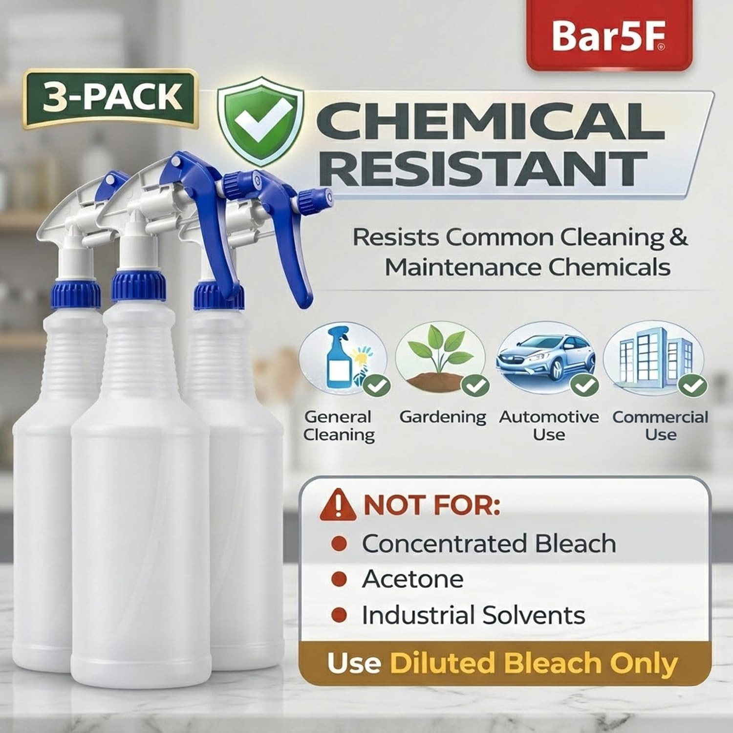 Professional Sprayer 24-Ounce – 20 Foot Spray, Bleach Resistant, Adjustable Nozz