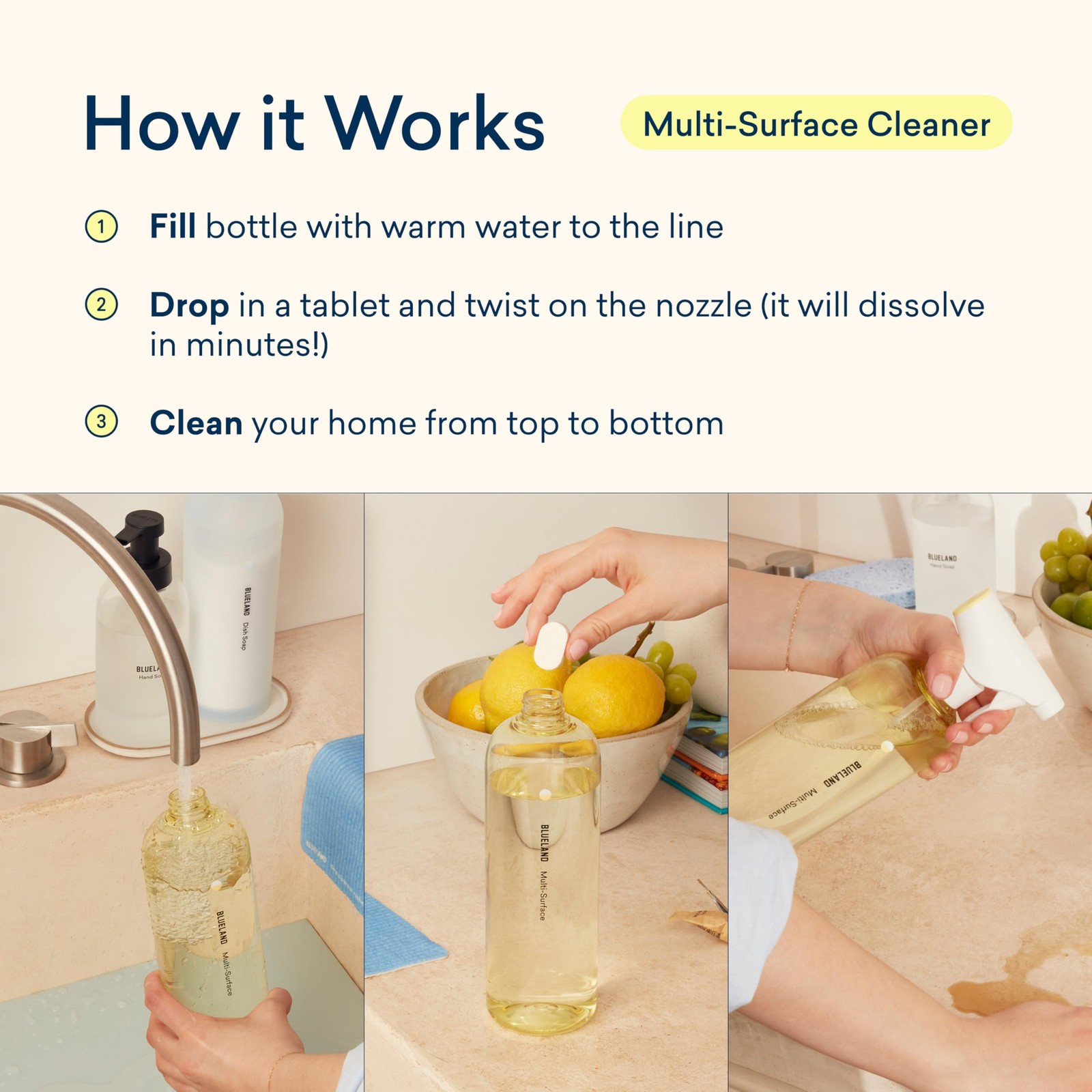 Multi-surface Cleaner, 4-Pack Refill, Fresh Lemon Scent, All-Purpose, Eco-Fri…