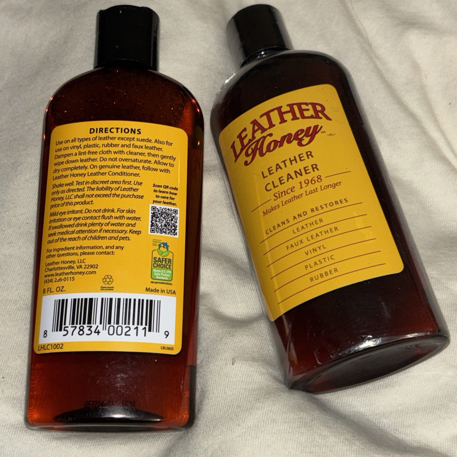 2 Leather Honey Leather Cleaner Non-Toxic 8FL OZ EACH NEW
