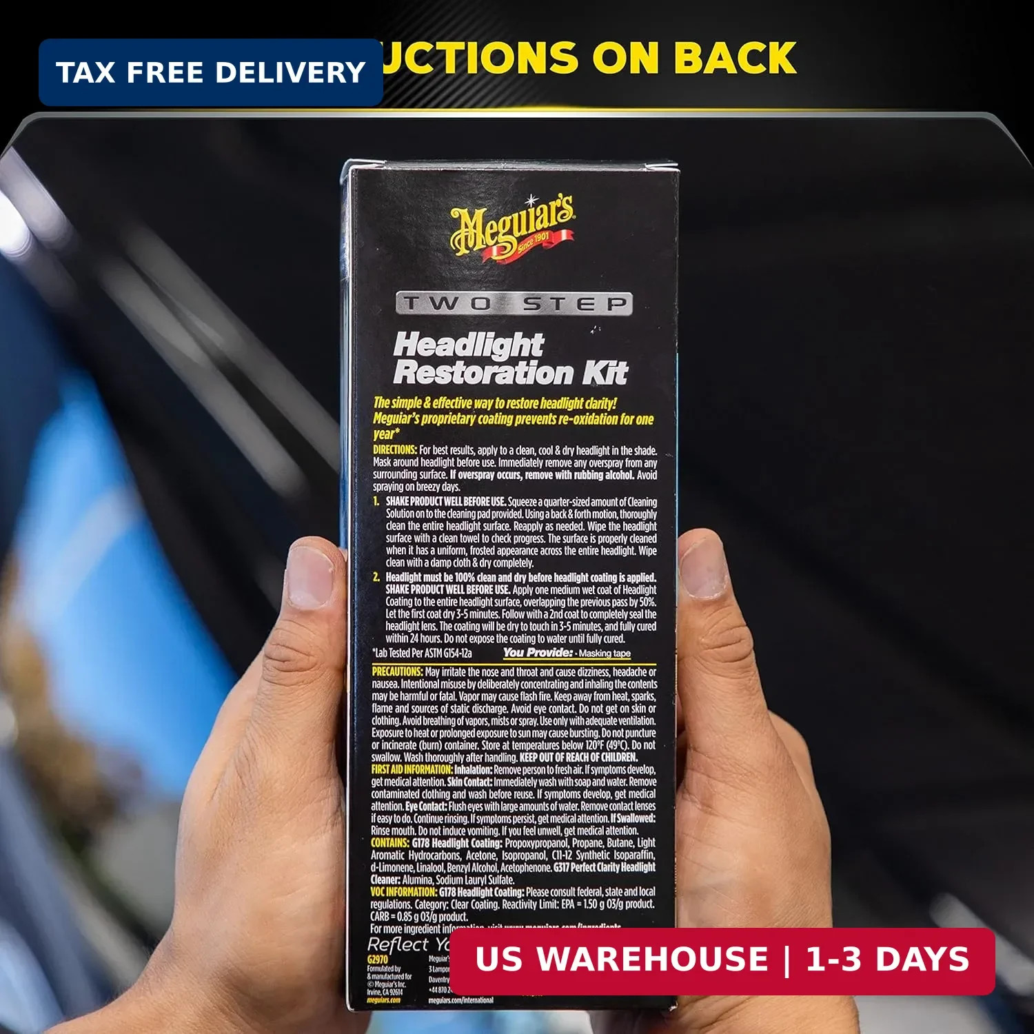 Meguiar’s Two Step Car Headlight Restoration Kit, Headlight Cleaner Restores Cle