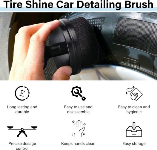 2 PCS Tire Shine Applicator Brush, Tire Dressing Brush Applicator with Seal Cove