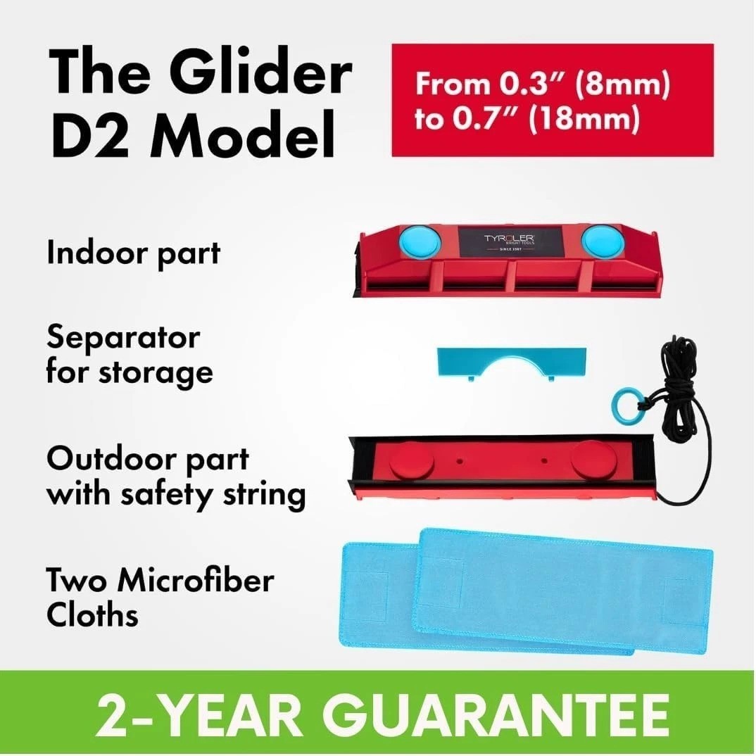 Magnetic Window Cleaner for Single-Glazed 0.3-0.7in Windows Glider D-2