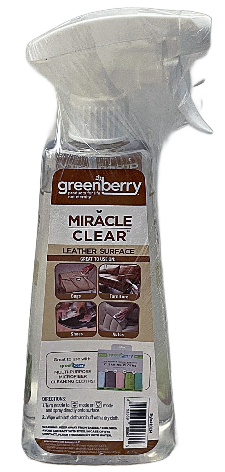 Greenberry Miracle Clear leather surface cleaner polish lemongrass scent 24 oz