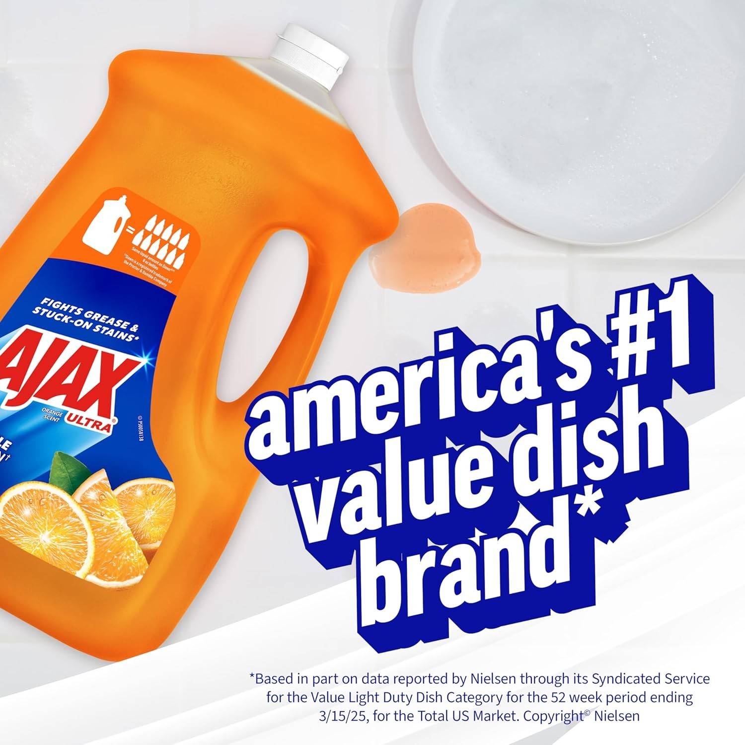 Ultra Liquid Dish Soap Orange Scent, Triple Action, 90 Fl Oz Bottle