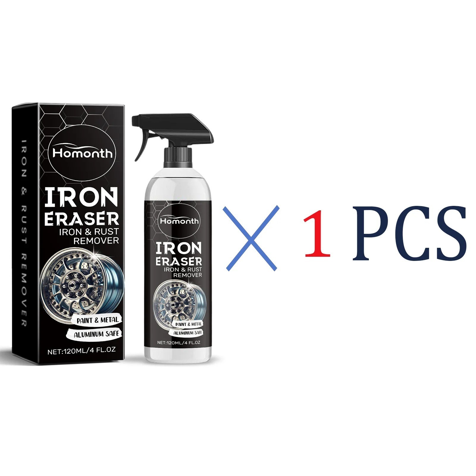 Iron Eraser Rust Remover Spray, Car Wheel Paint Brake Dust Fast Cleaner 120ML US