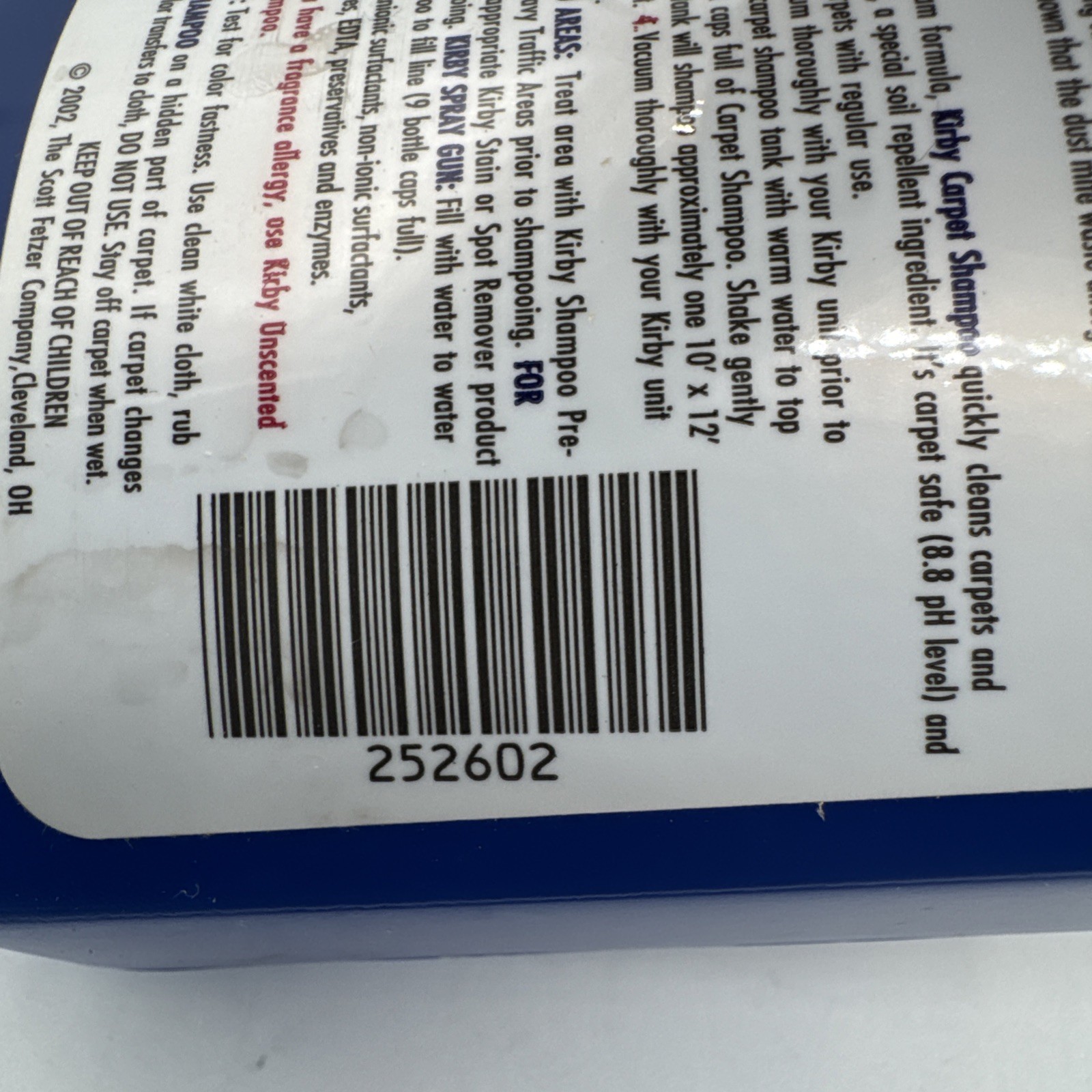 NEW Kirby 12 fl oz Home Care Products Carpet Shampoo Allergen Control Formula