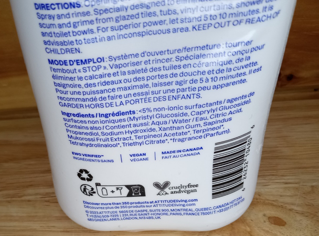 ATTITUDE Bathroom Cleaner Citrus Zest 800ml Tested Working