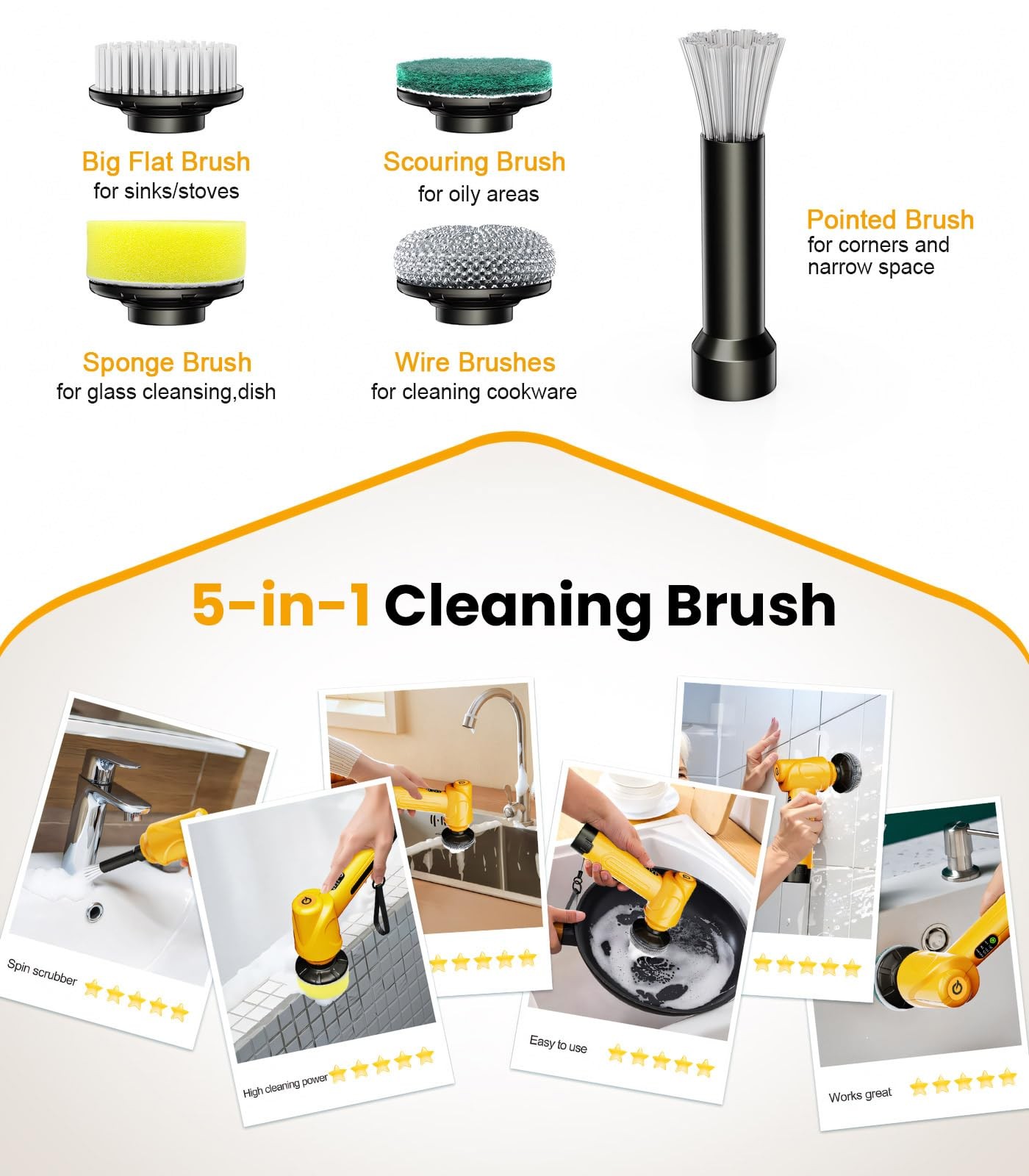 Battery Electric Spin Scrubber Q4, Handheld Scrubber for Cleaning with Displa…