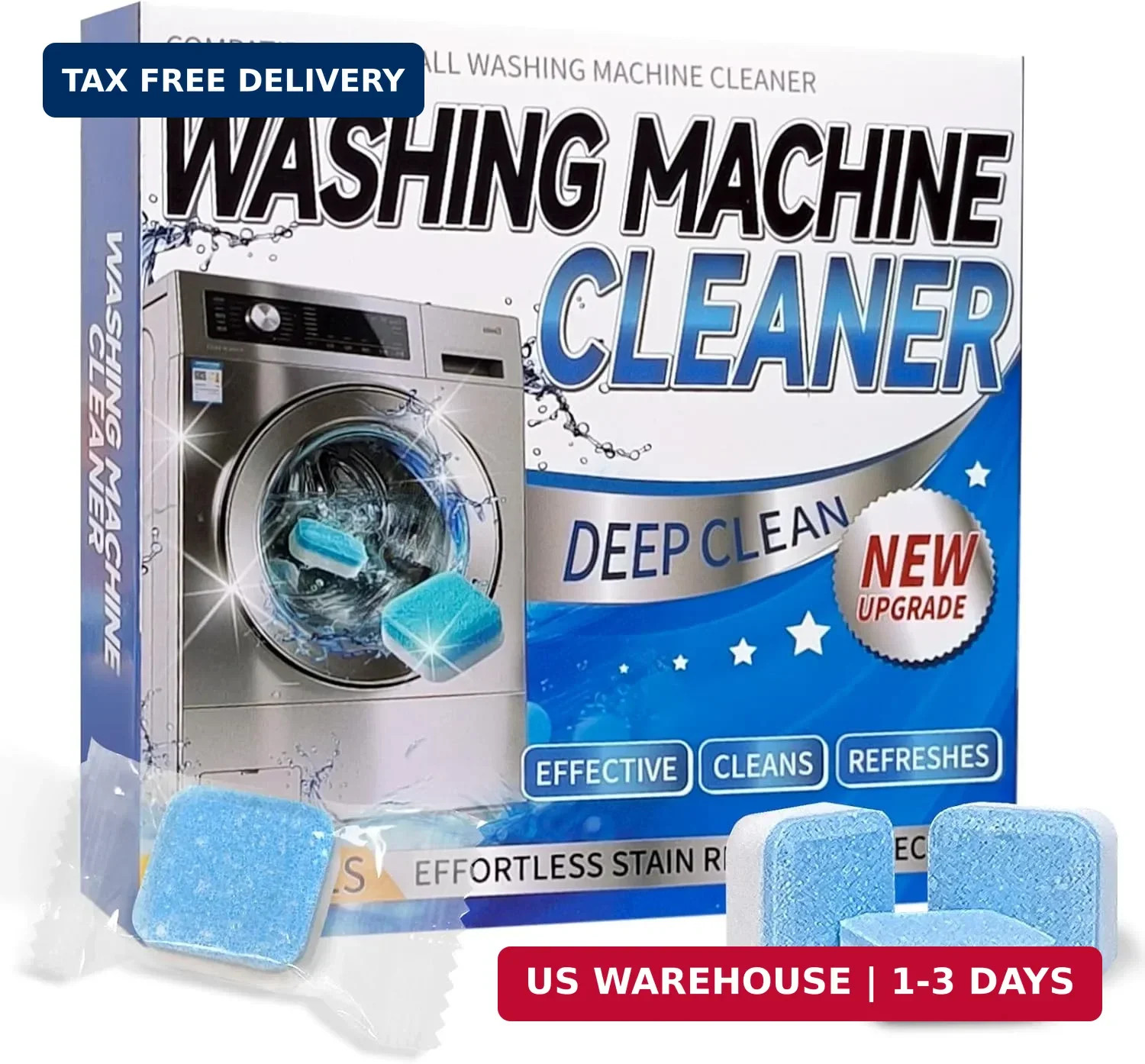 Washing Machine Cleaner Tablets-24 Packs,Deep Cleaning Tablets For HE Front Load