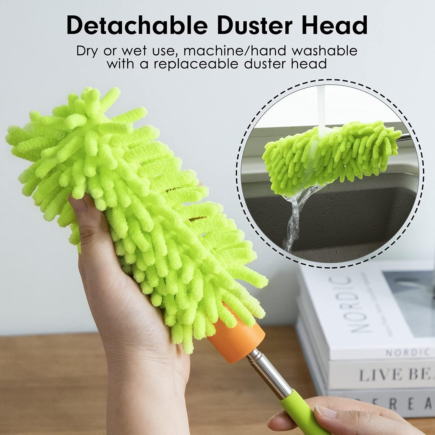 Microfiber Duster for Cleaning, Hand Washable Dusters with 2pcs Replaceable M…