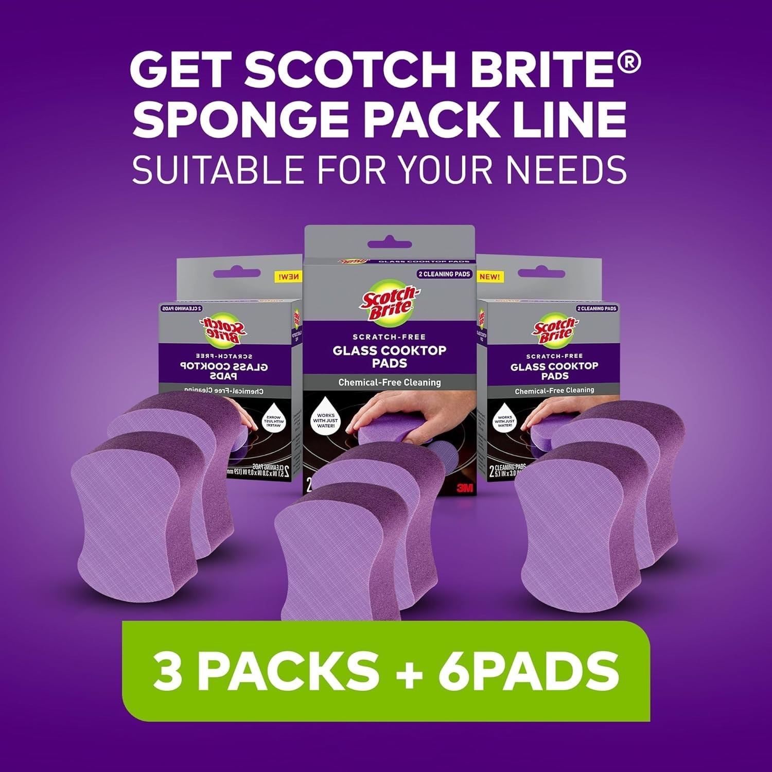 Scratch-Free Cooktop Cleaning Pads, Non-Abrasive Scrubbers for Glass Stovetops