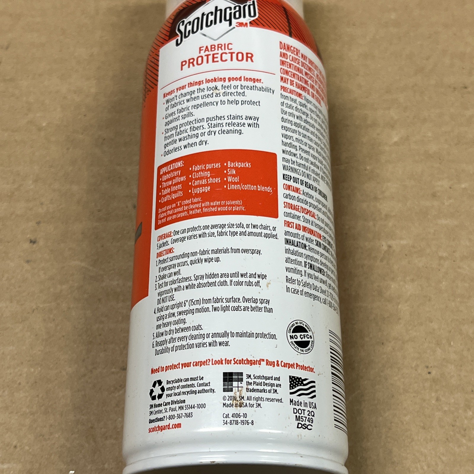3M Scotchgard 4106-10 Fabric Protector Water Shield 10oz Repellent Stain Spray