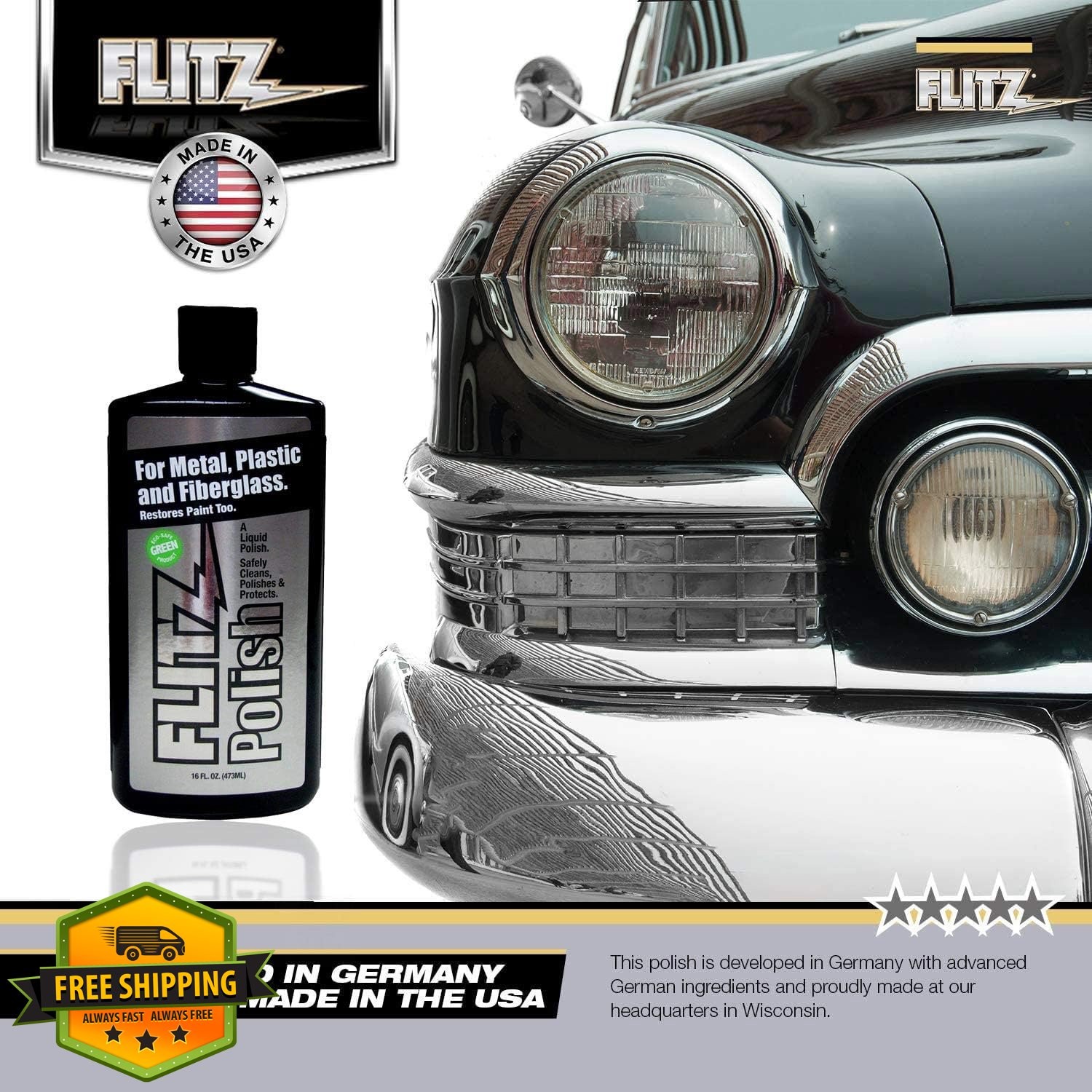 Flitz Multi Purpose Metal Polish Liquid – 7.6oz Bottle of USA-Made Tarnish Re…