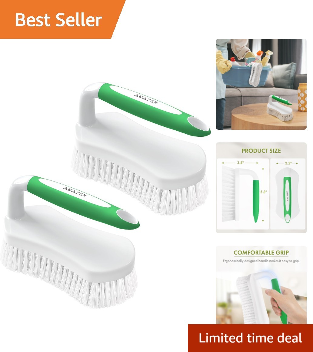 Durable Stiff Bristle Scrubber – Ergonomic Handle for Easy Cleaning – 2 Pack