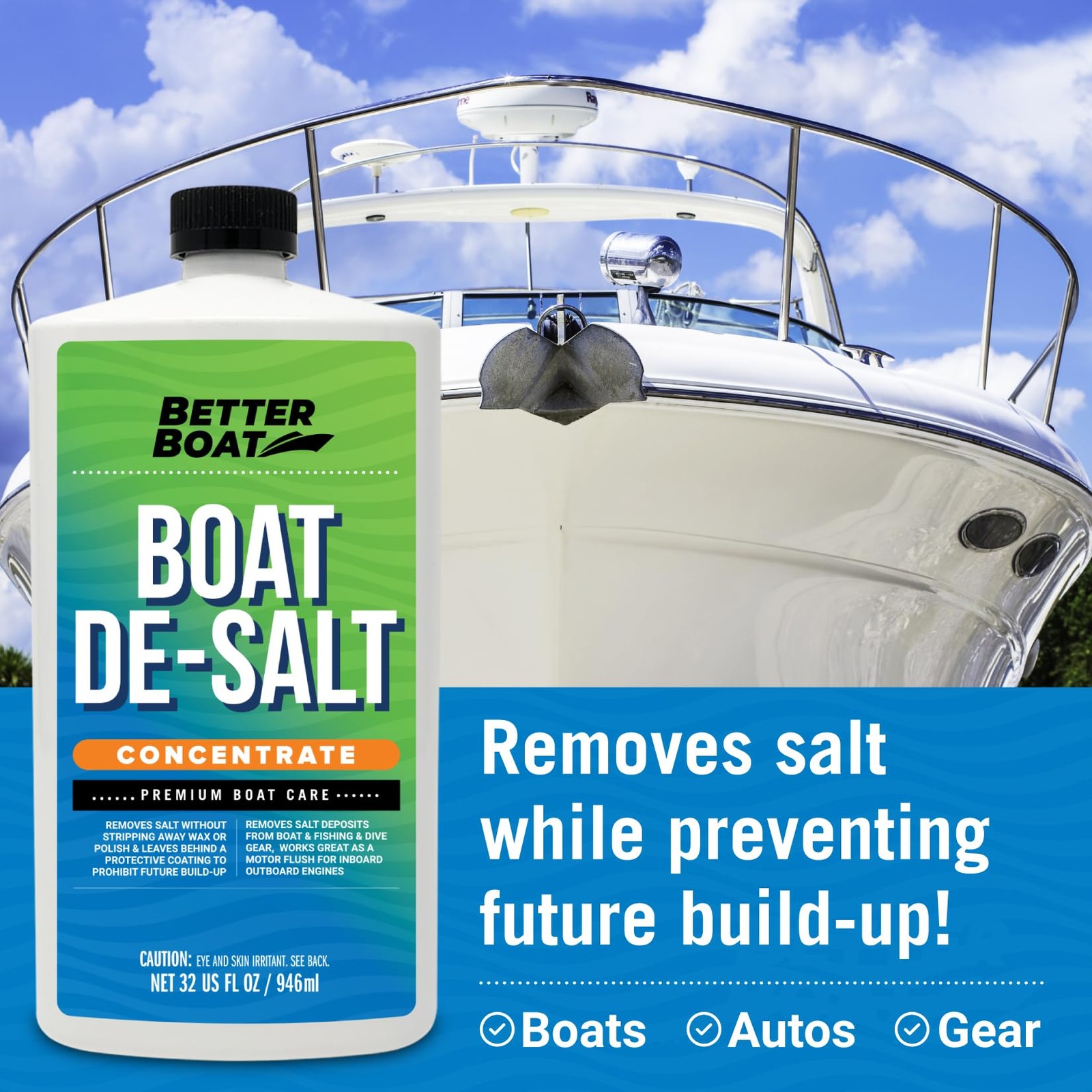 Boat De-Salt Concentrate Salt Remover for Flusher Motors Marine Boats Watercraft