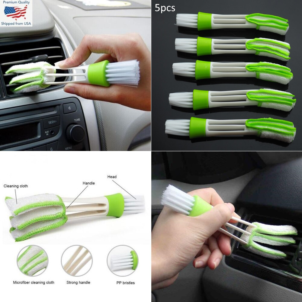 5x PCS – Portable Double End Car Vent Brush Dust Cleaner Window Air Con Blinds