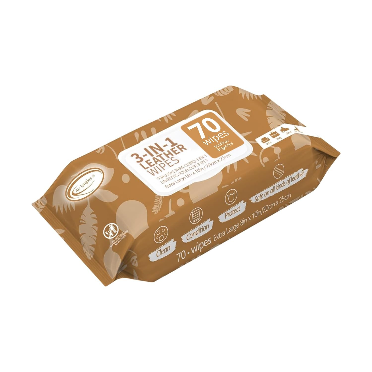 3in1 Leather Cleaner Wipes 70 Count, Extra Large 8″ x 10″ Size, Clean Conditi…