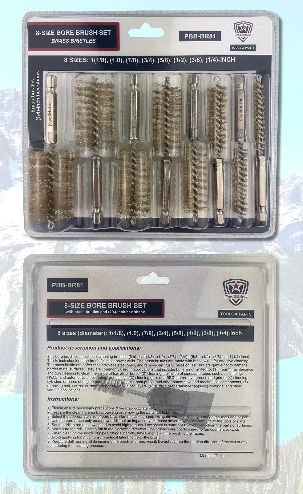 8-Size_2 Sets Bore Brush Set, Brass / Copper Wire Brush for Power Drill, Dril…