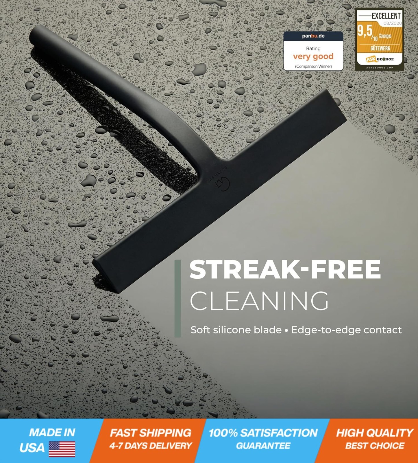 Shower Squeegee for Glass Doors, Silicone Window Squeegee, Bathroom and Glass…