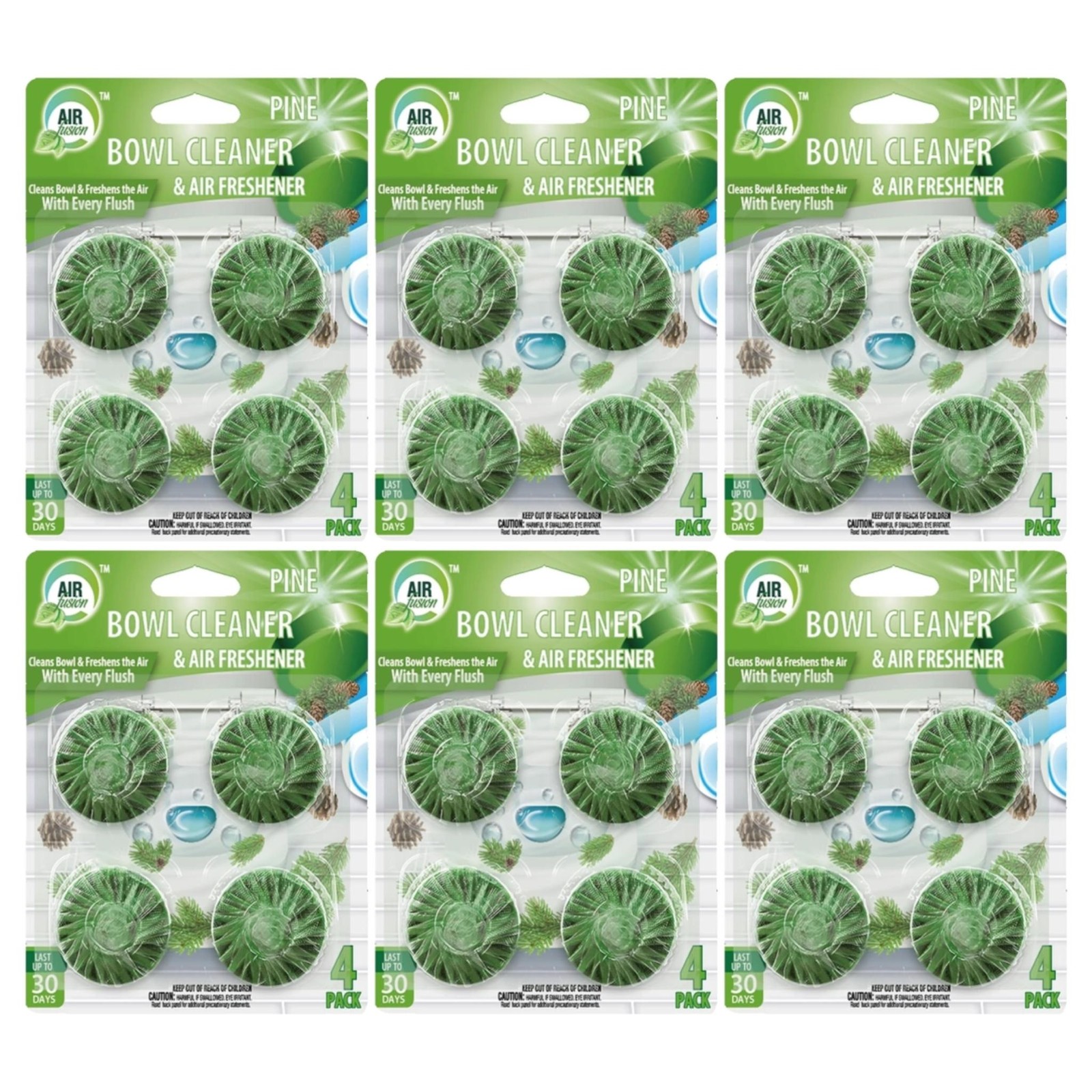 24 Count Pine (Green) Toilet Bowl Cleaner & Air Freshener – Lasts 30 Days