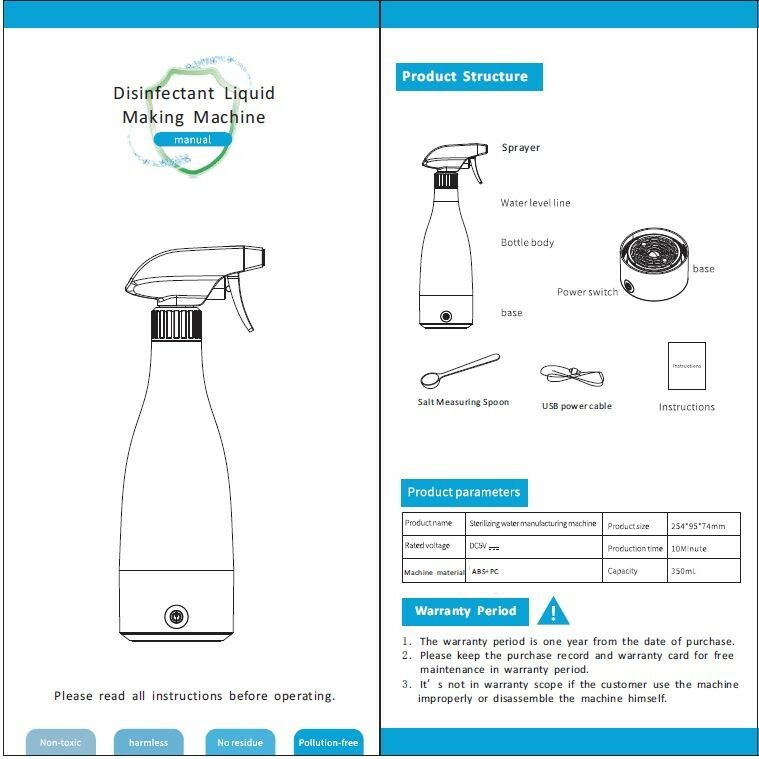 Portable Disinfectant Maker – Disinfectant LiquidMaking Machine