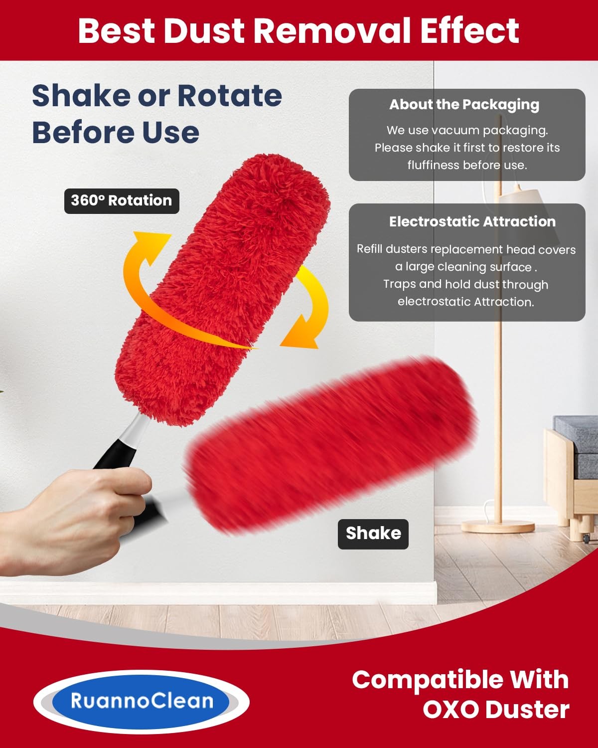 Microfiber Duster Refills Compatible with OXO Good Grips Hand Duster, Reusabl…