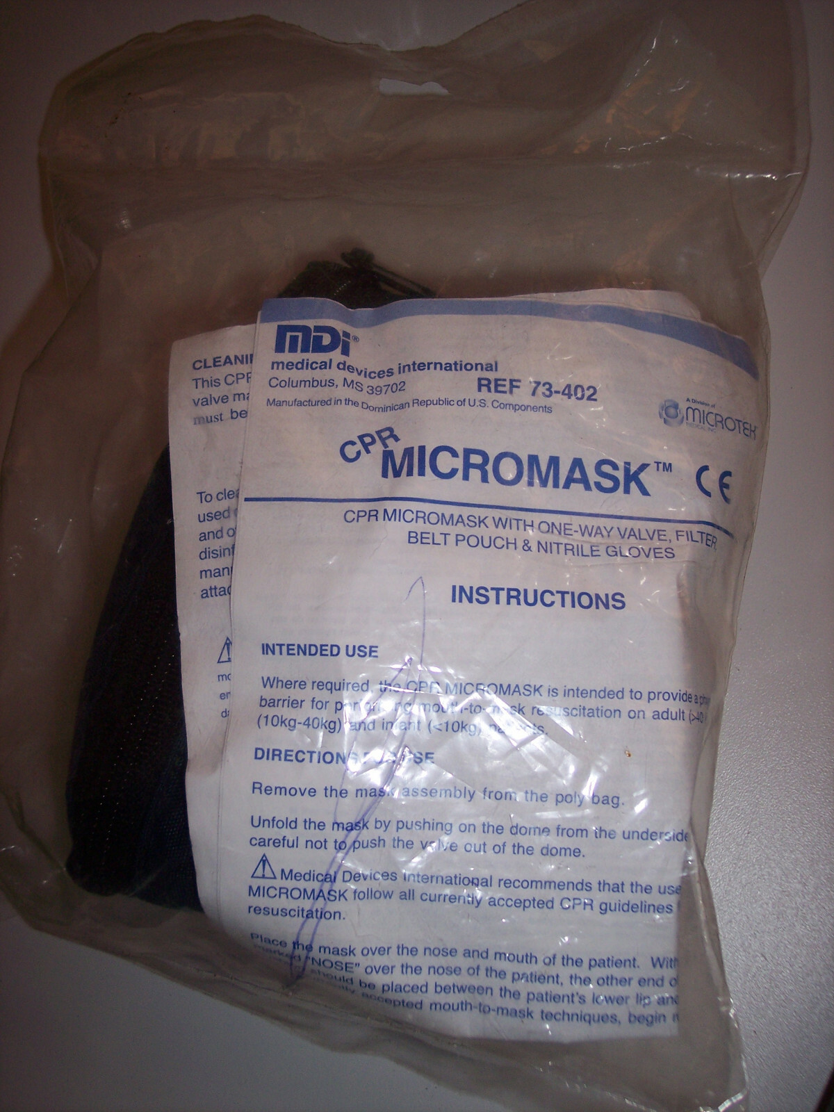 MDI CPR Micromask with Gloves & Case REF 73-402 W ONE WAY VALVE New MFG Sealed