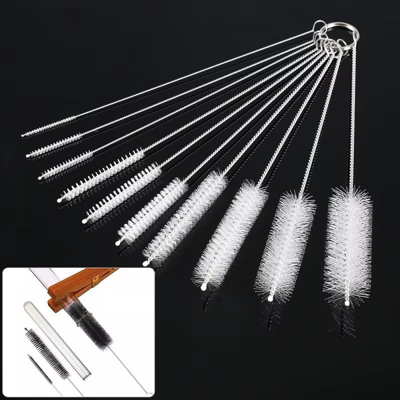 10 Pcs Nylon Straw Brush Cleaner Bottle Tube Pipe Cleaning Set Long Small