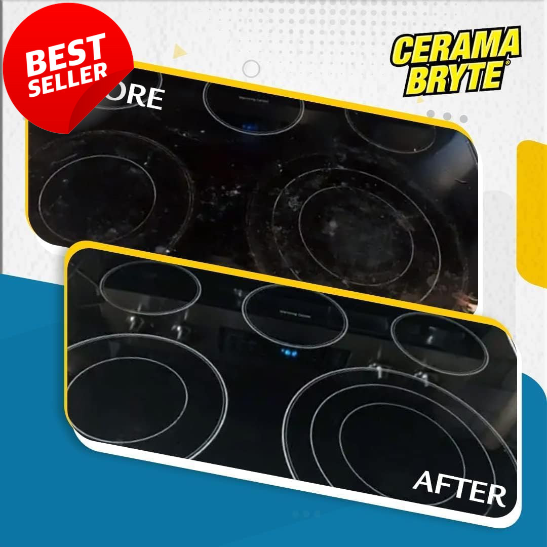 Ceramic Cooktop Cleaner Kit 28Oz Scraper 10Pads Burnt-On Grease Remover US