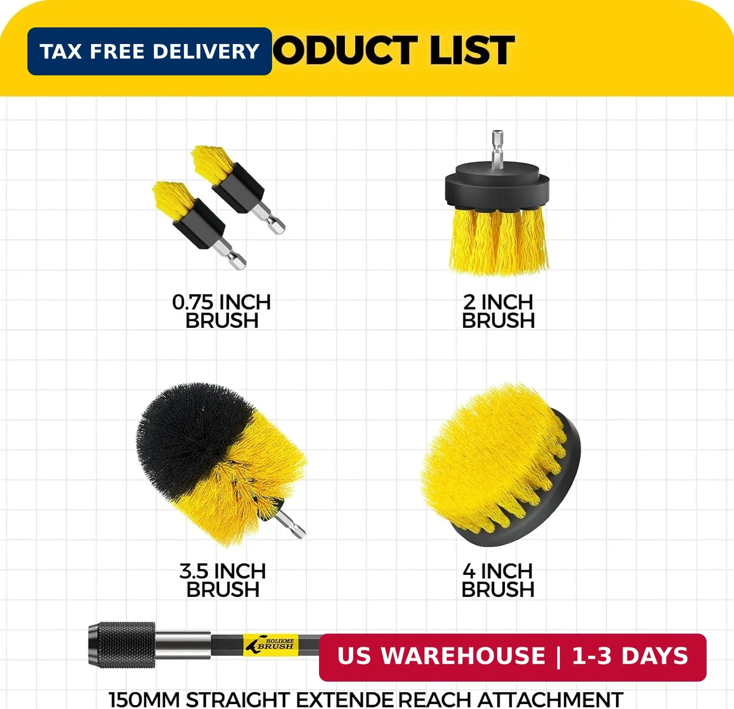 Holikme 6Pack Drill Brush Power Scrubber Cleaning Brush Extended Long Attachment