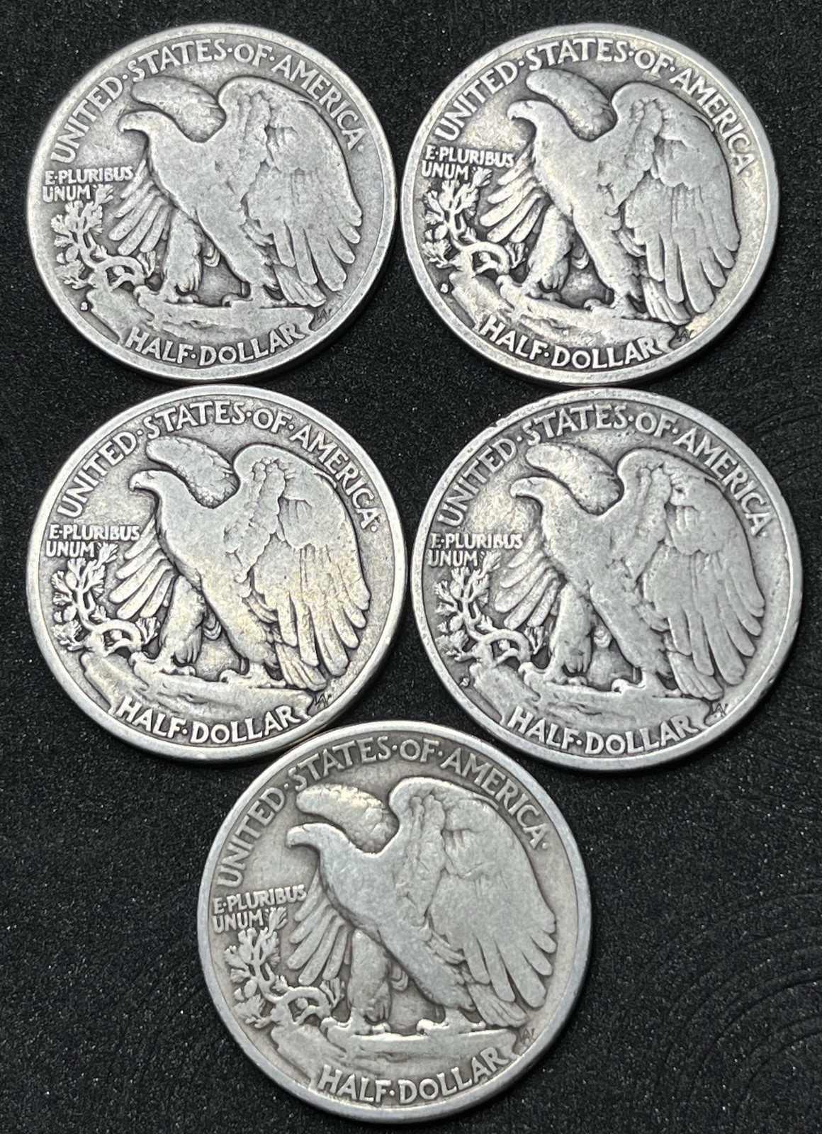 lot of 5 walking liberty half DOIIars （5）