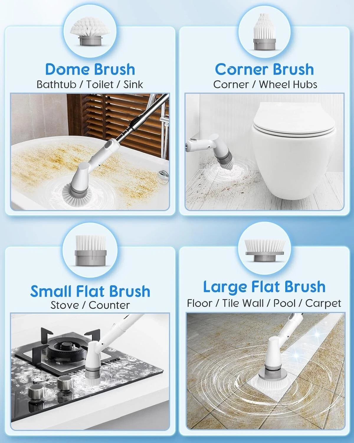 Electric Spin Scrubber with Big Display Fast Charging Cordless Cleaning Brush